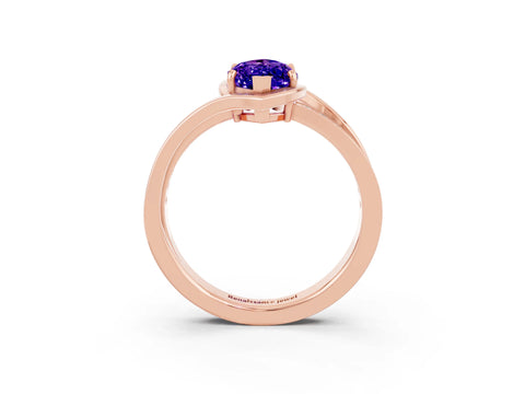 Rose gold Marquise Cut Tanzanite Solitaire Ring with Split Shank and Prong Setting_3