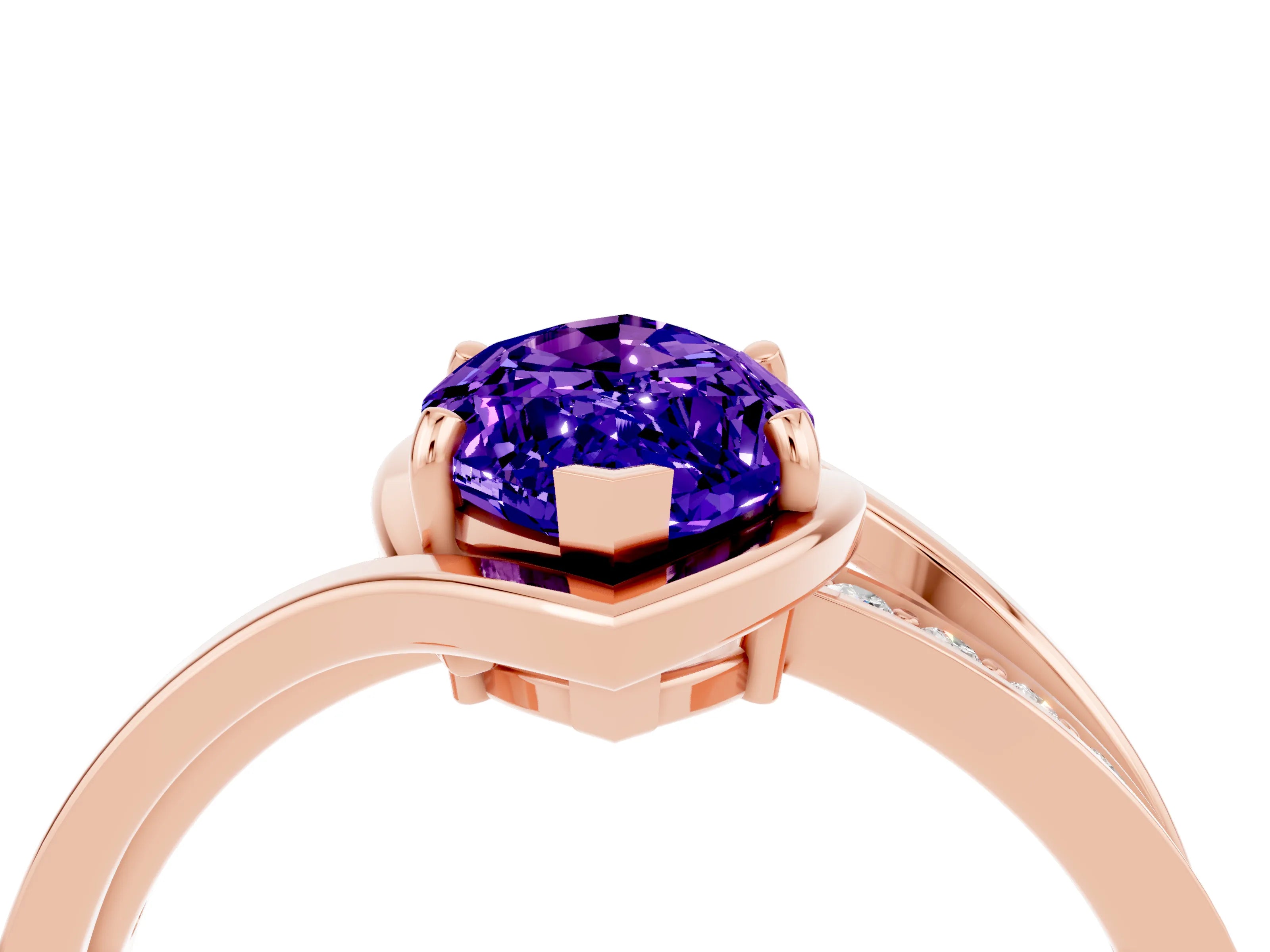 Rose gold Marquise Cut Tanzanite Solitaire Ring with Split Shank and Prong Setting_4