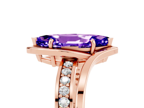 Rose gold Marquise Cut Tanzanite Solitaire Ring with Split Shank and Prong Setting_5