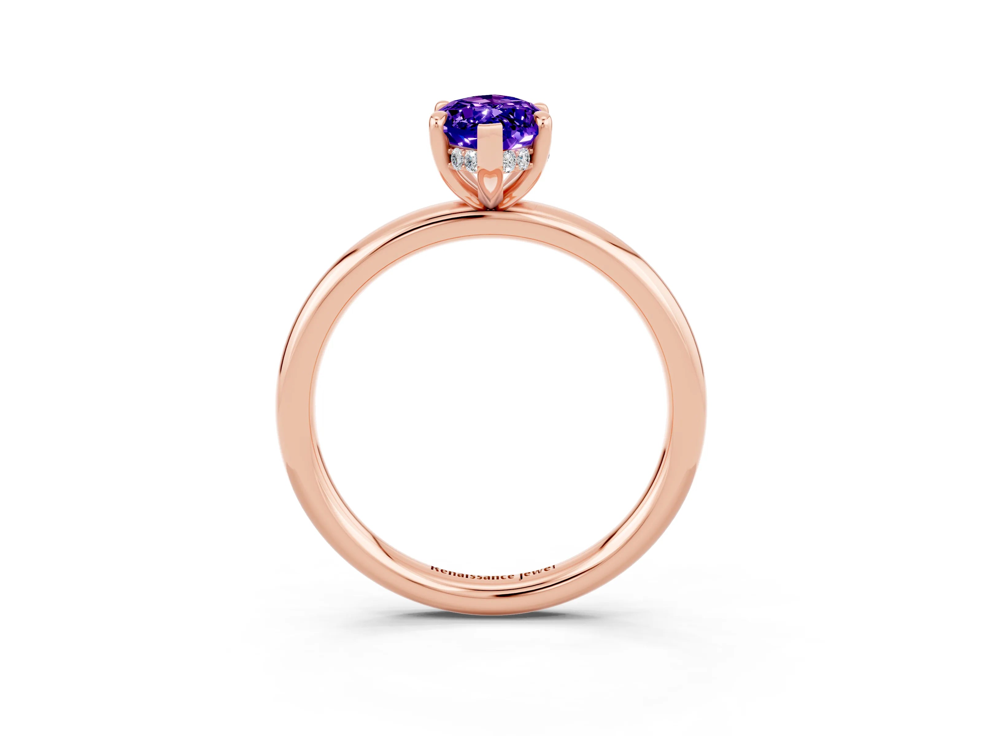 Rose gold Marquise Cut Tanzanite Solitaire Ring with Thin Band and Four-Prong Setting_15