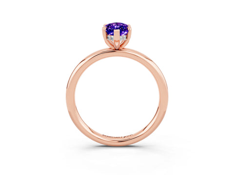Rose gold Marquise Cut Tanzanite Solitaire Ring with Thin Band and Four-Prong Setting_15