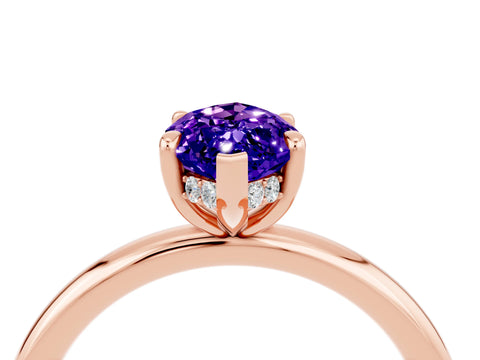 Rose gold Marquise Cut Tanzanite Solitaire Ring with Thin Band and Four-Prong Setting_16