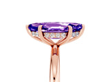 Rose gold Marquise Cut Tanzanite Solitaire Ring with Thin Band and Four-Prong Setting_17