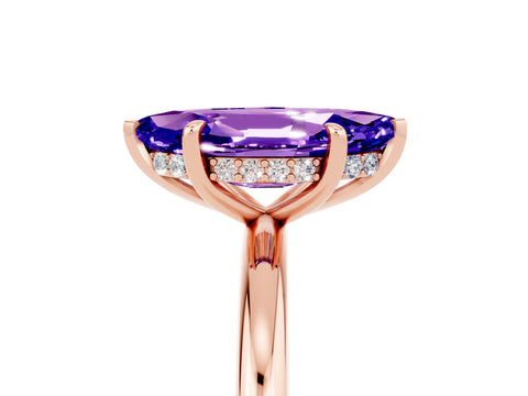 Rose gold Marquise Cut Tanzanite Solitaire Ring with Thin Band and Four-Prong Setting_17