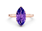 Rose gold Marquise Cut Tanzanite Solitaire Ring with Thin Band and Prong Setting_12