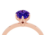 Rose gold Marquise Cut Tanzanite Solitaire Ring with Thin Band and Prong Setting_16