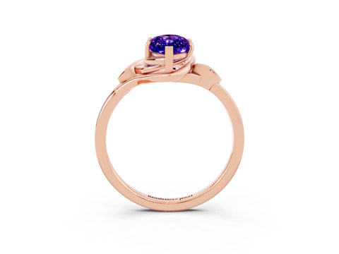 Rose gold Marquise Cut Tanzanite Solitaire Ring with Twist Band and Four-Prong Setting_27
