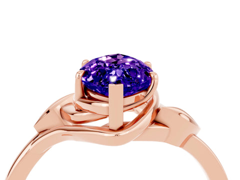 Rose gold Marquise Cut Tanzanite Solitaire Ring with Twist Band and Four-Prong Setting_28