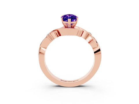 Rose gold Marquise Cut Tanzanite Solitaire Ring with Twisted Band and Prong Setting_3