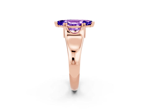 Rose gold Marquise Cut Tanzanite Solitaire Ring with Wide Band and Prong Setting_2