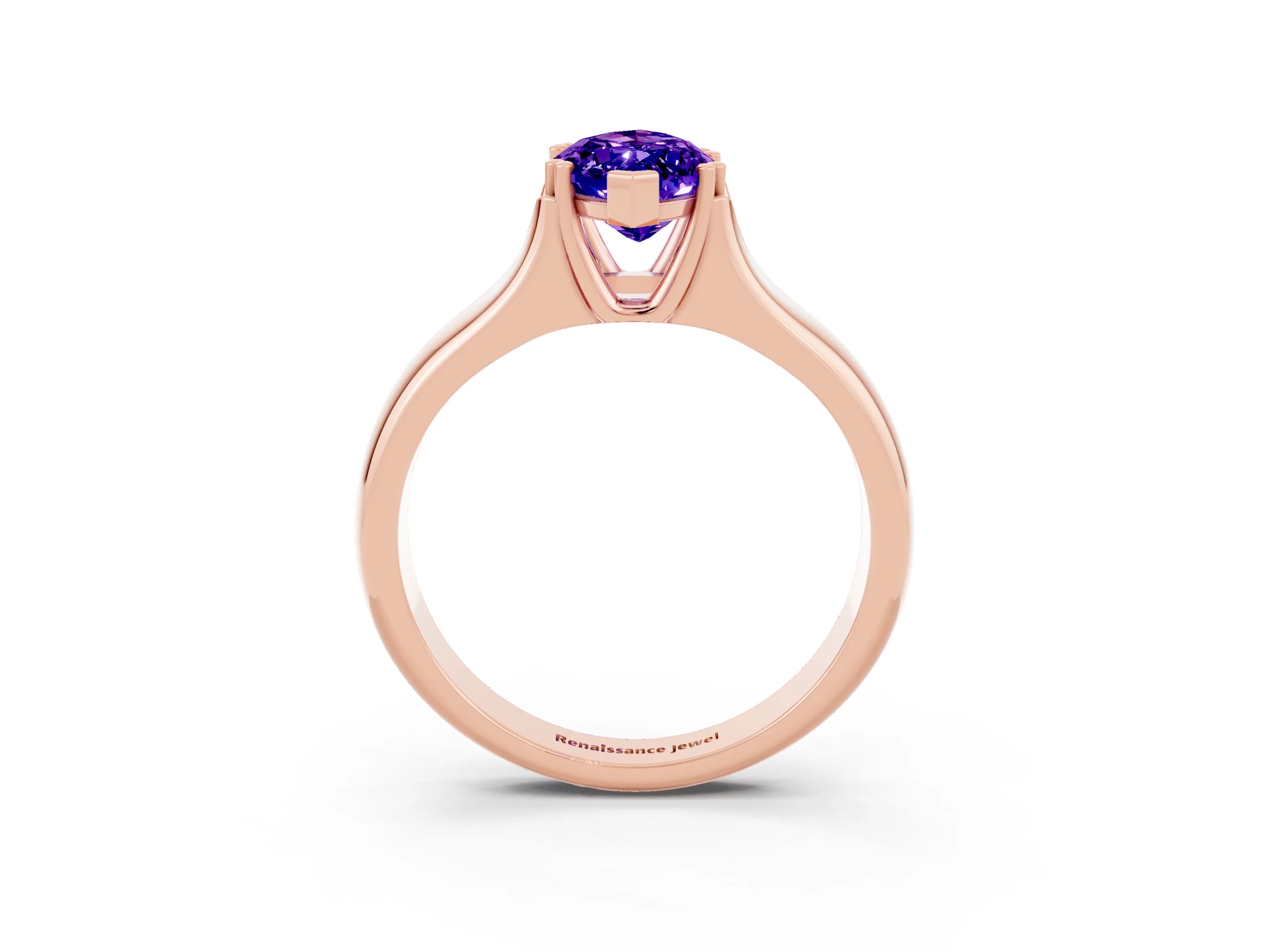 Rose gold Marquise Cut Tanzanite Solitaire Ring with Wide Band and Prong Setting_3