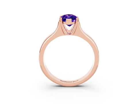 Rose gold Marquise Cut Tanzanite Solitaire Ring with Wide Band and Prong Setting_3