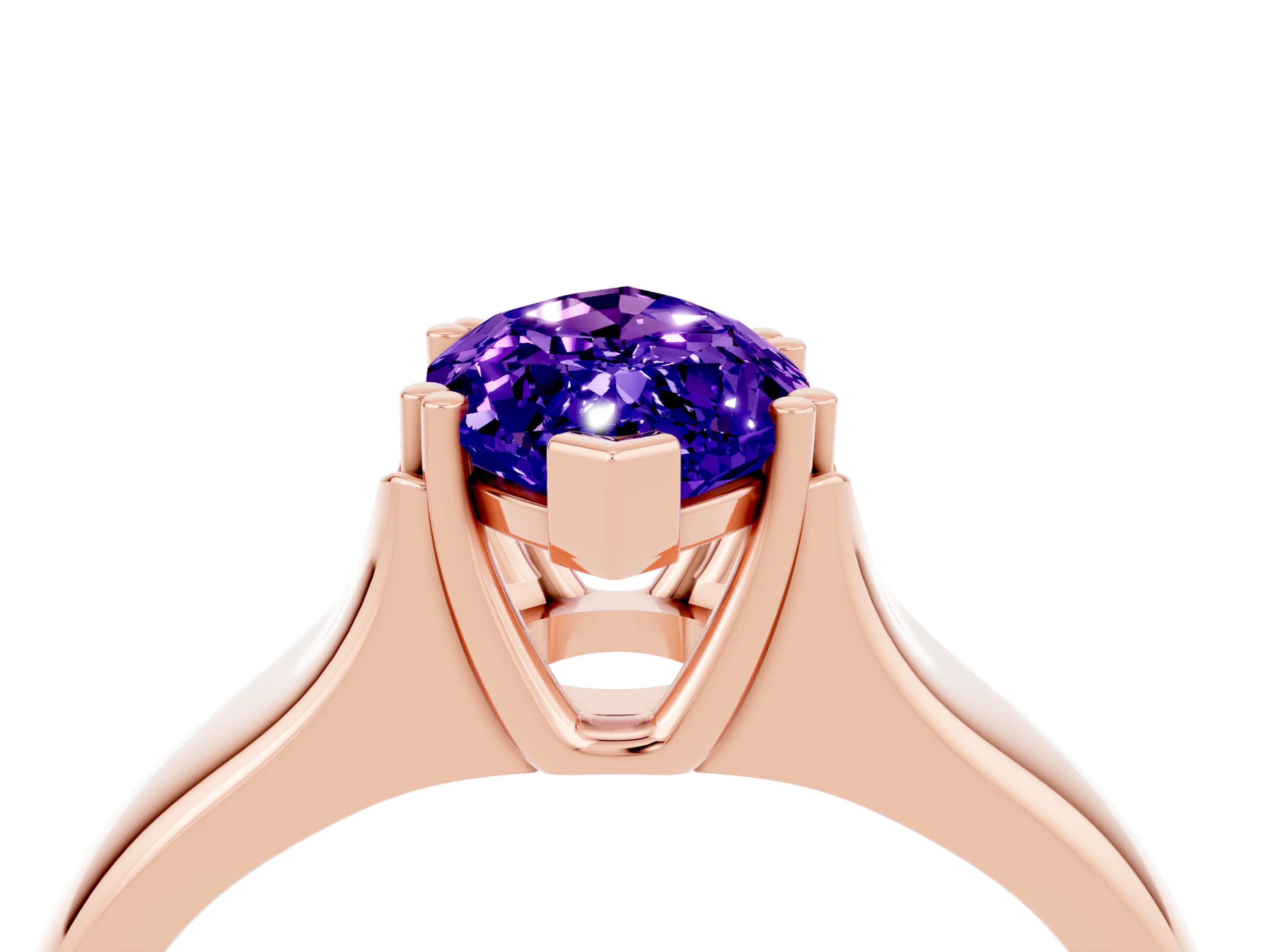 Rose gold Marquise Cut Tanzanite Solitaire Ring with Wide Band and Prong Setting_4