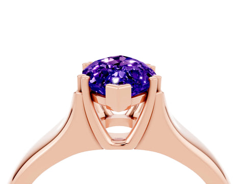 Rose gold Marquise Cut Tanzanite Solitaire Ring with Wide Band and Prong Setting_4