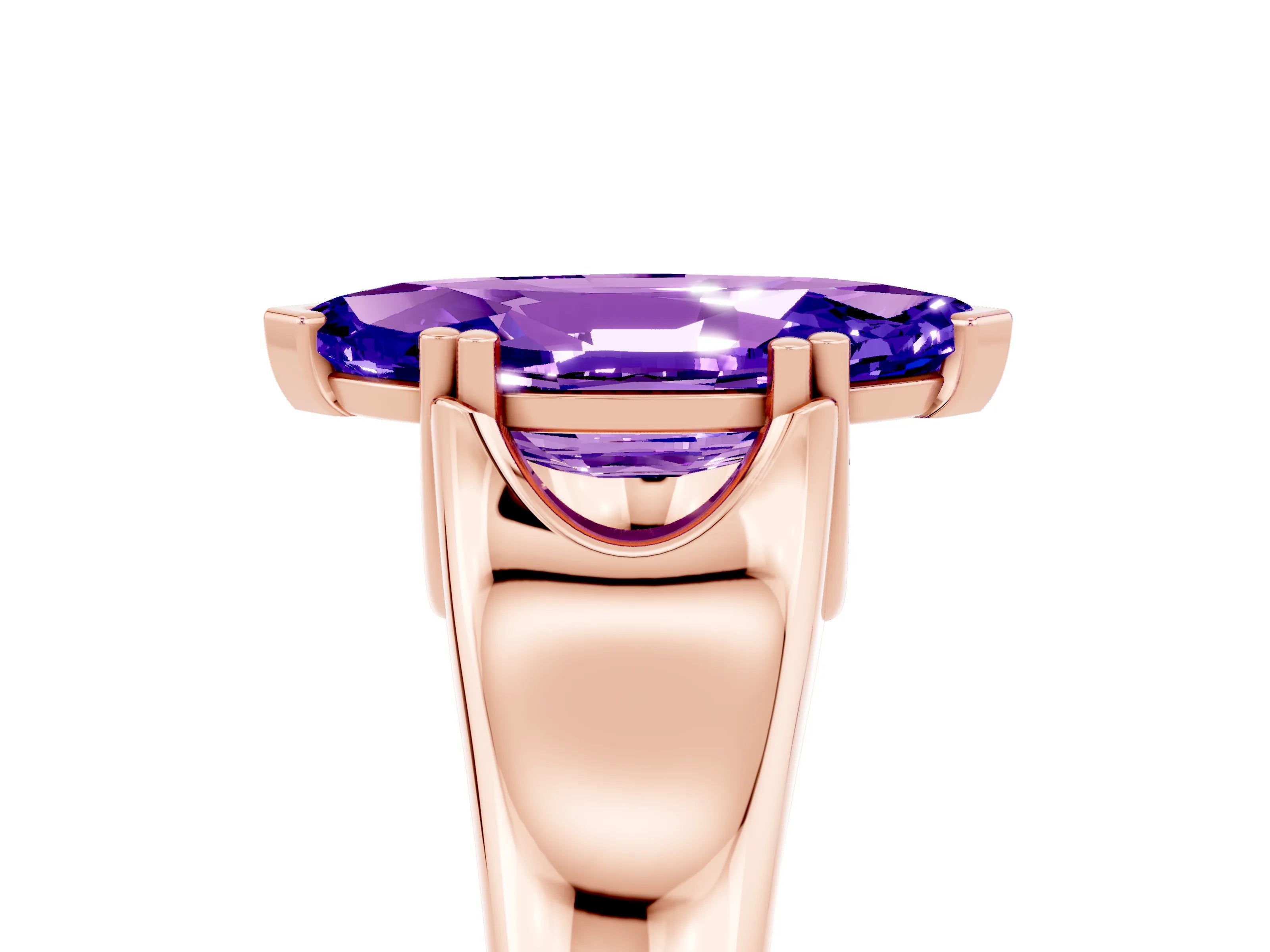 Rose gold Marquise Cut Tanzanite Solitaire Ring with Wide Band and Prong Setting_5
