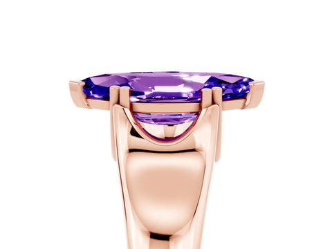 Rose gold Marquise Cut Tanzanite Solitaire Ring with Wide Band and Prong Setting_5
