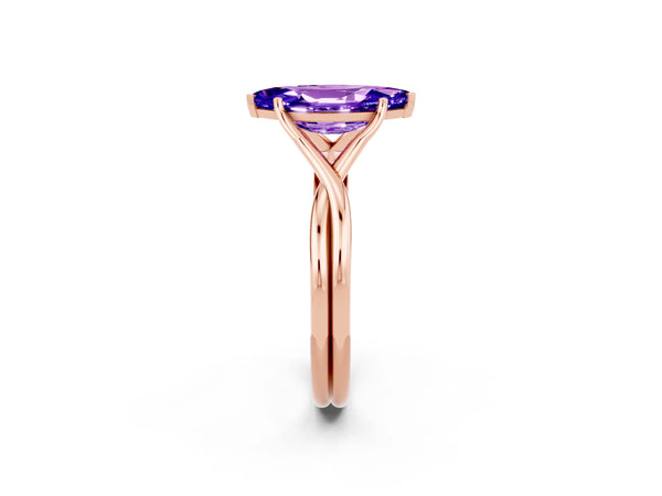Rose gold Marquise Cut Tanzanite Solitaire Twist Band Prong Setting Ring