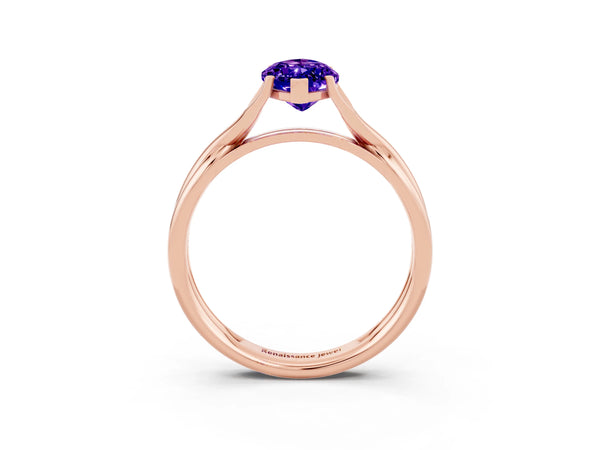Rose gold Marquise Cut Tanzanite Solitaire Twist Band Prong Setting Ring