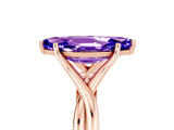 Rose gold Marquise Cut Tanzanite Solitaire Twist Band Prong Setting Ring_41