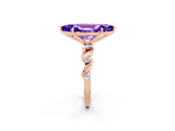 Rose gold Marquise Cut Tanzanite Solitaire Twisted Band with Round  Accents and Prong Setting_14