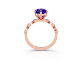 Rose gold Marquise Cut Tanzanite Solitaire Twisted Band with Round  Accents and Prong Setting_15