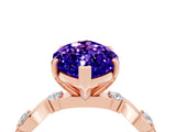 Rose gold Marquise Cut Tanzanite Solitaire Twisted Band with Round  Accents and Prong Setting_16
