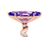 Rose gold Marquise Cut Tanzanite Solitaire Twisted Band with Round  Accents and Prong Setting_17