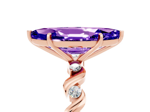 Rose gold Marquise Cut Tanzanite Solitaire Twisted Band with Round  Accents and Prong Setting_17