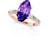 Rose gold Marquise Cut Tanzanite Solitaire with Side Baguettes and Channel Set Band_1