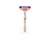 Rose gold Marquise Cut Tanzanite Solitaire with Side Baguettes and Channel Set Band_2