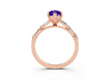 Rose gold Marquise Cut Tanzanite Solitaire with Side Baguettes and Channel Set Band_3