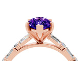 Rose gold Marquise Cut Tanzanite Solitaire with Side Baguettes and Channel Set Band_4