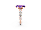 Rose gold Marquise Cut Tanzanite Solitaire with Side Stones, Pave Band, Four-Prong Setting_26