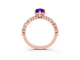 Rose gold Marquise Cut Tanzanite Solitaire with Side Stones, Pave Band, Four-Prong Setting_27