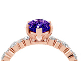 Rose gold Marquise Cut Tanzanite Solitaire with Side Stones, Pave Band, Four-Prong Setting_28