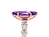 Rose gold Marquise Cut Tanzanite Solitaire with Side Stones, Pave Band, Four-Prong Setting_29
