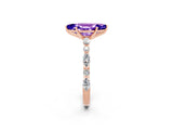 Rose gold Marquise Cut Tanzanite Solitaire with Side Stones on a Pavé Band and Four-Prong Setting_2