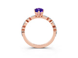 Rose gold Marquise Cut Tanzanite Solitaire with Side Stones on a Pavé Band and Four-Prong Setting_3