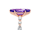 Rose gold Marquise Cut Tanzanite Solitaire with Side Stones on a Pavé Band and Four-Prong Setting_5