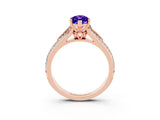 Rose gold Marquise Cut Tanzanite Split Shank Engagement Ring with Pavé Band_3