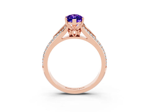 Rose gold Marquise Cut Tanzanite Split Shank Engagement Ring with Pavé Band_3