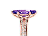 Rose gold Marquise Cut Tanzanite Split Shank Engagement Ring with Pavé Band_5