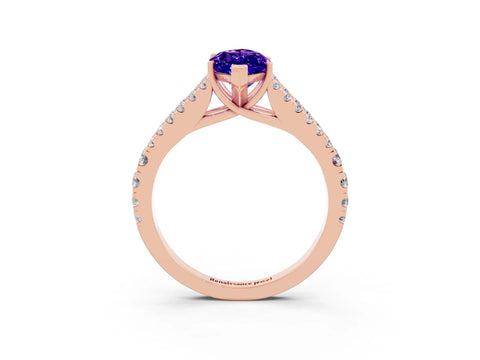 Rose gold Marquise Cut Tanzanite Split Shank Pavé Engagement Ring with Four-Prong Setting_15