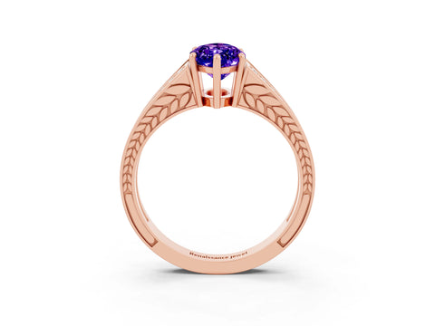 Rose gold Marquise Cut Tanzanite Split Shank Ring with Pavé Band and Four-Prong Setting_3