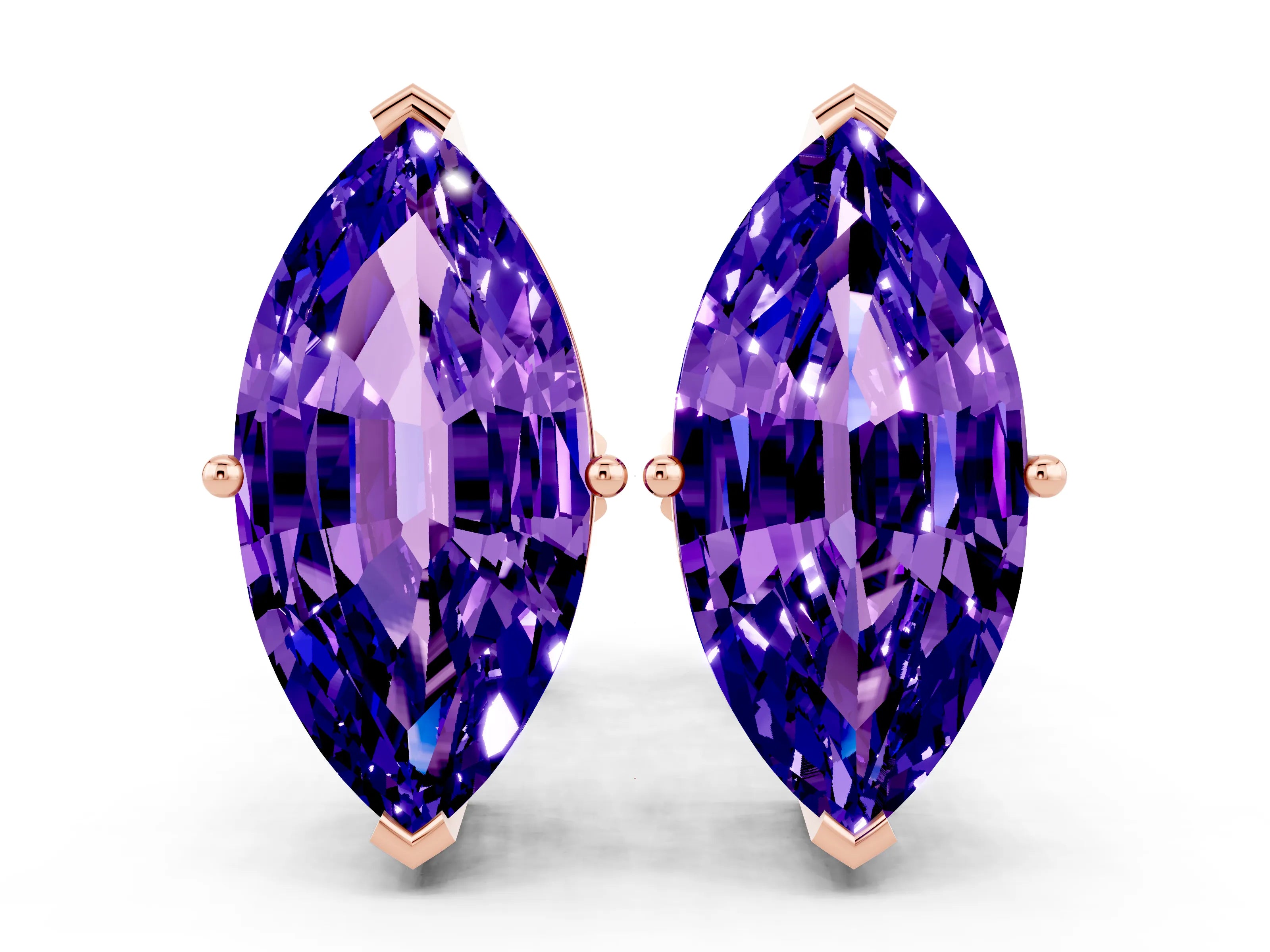 Rose gold Marquise Cut Tanzanite Stud Earrings_18