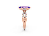 Rose gold Marquise Cut Tanzanite Three-Stone Ring with Pavé Split Shank and Four-Prong Setting_14