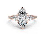 Rose gold Marquise Cut Three-Stone Diamond Pavé Band with Prong Setting_62