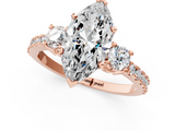 Rose gold Marquise Cut Three-Stone Diamond Pavé Band with Prong Setting_63