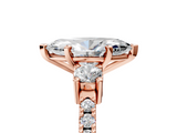 Rose gold Marquise Cut Three-Stone Diamond Pavé Band with Prong Setting_67