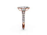Rose gold Marquise Cut Three-Stone Diamond Pave Band with Prong Setting_87